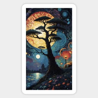 Starry Night Mosaic Reverie: Van Gogh's Luminescent Tapestry Sticker